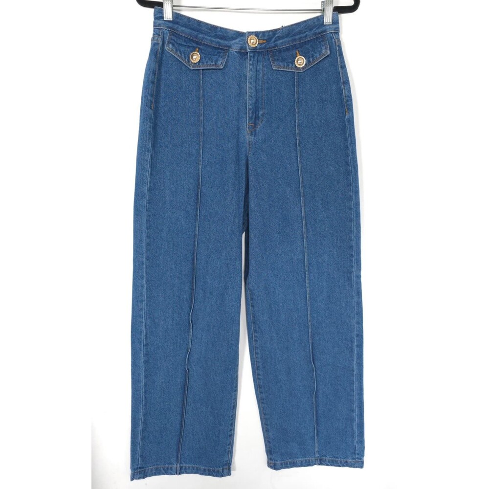 ANTHROPOLOGIE BLANKNYC Women New 28 The Franklin Pintuck Ribcage Wide Leg Jeans